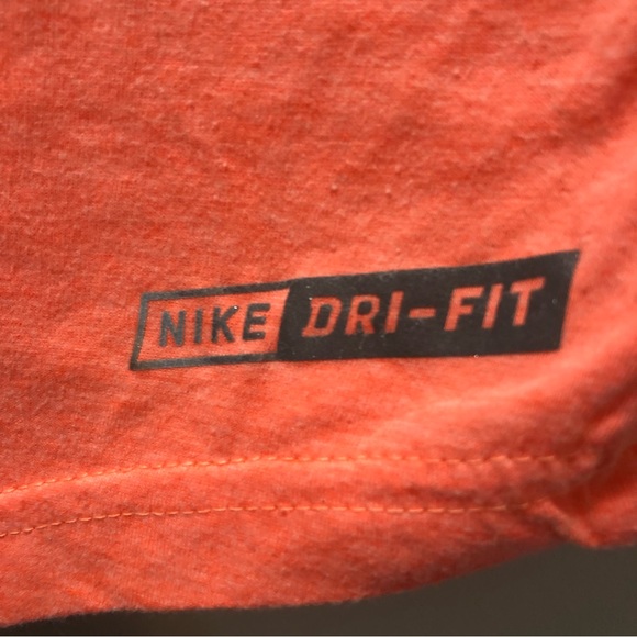 Hurley Nike Dri-Fit Sz Small Keyhole Open Back T Shirt Neon Bright Orange V Neck - Picture 3 of 6